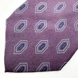Compagnia Della Seta Mens Tie Necktie Purple Geometric Silk Classic Length - Picture 1 of 6