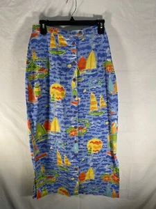 Maxi falda Gotch de colección para mujer talla 10 azul playa estampado velero. - Imagen 1 de 9