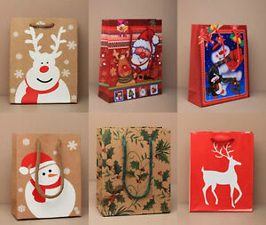 Pack of Small Assorted Mixed Christmas Gift Bags Xmas Present Party Bags