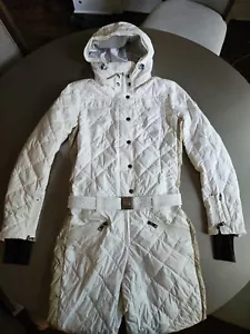 Bogner White Greta-D Ski Suit; Size = S; Quilted; Belted; With Hood - Picture 1 of 21