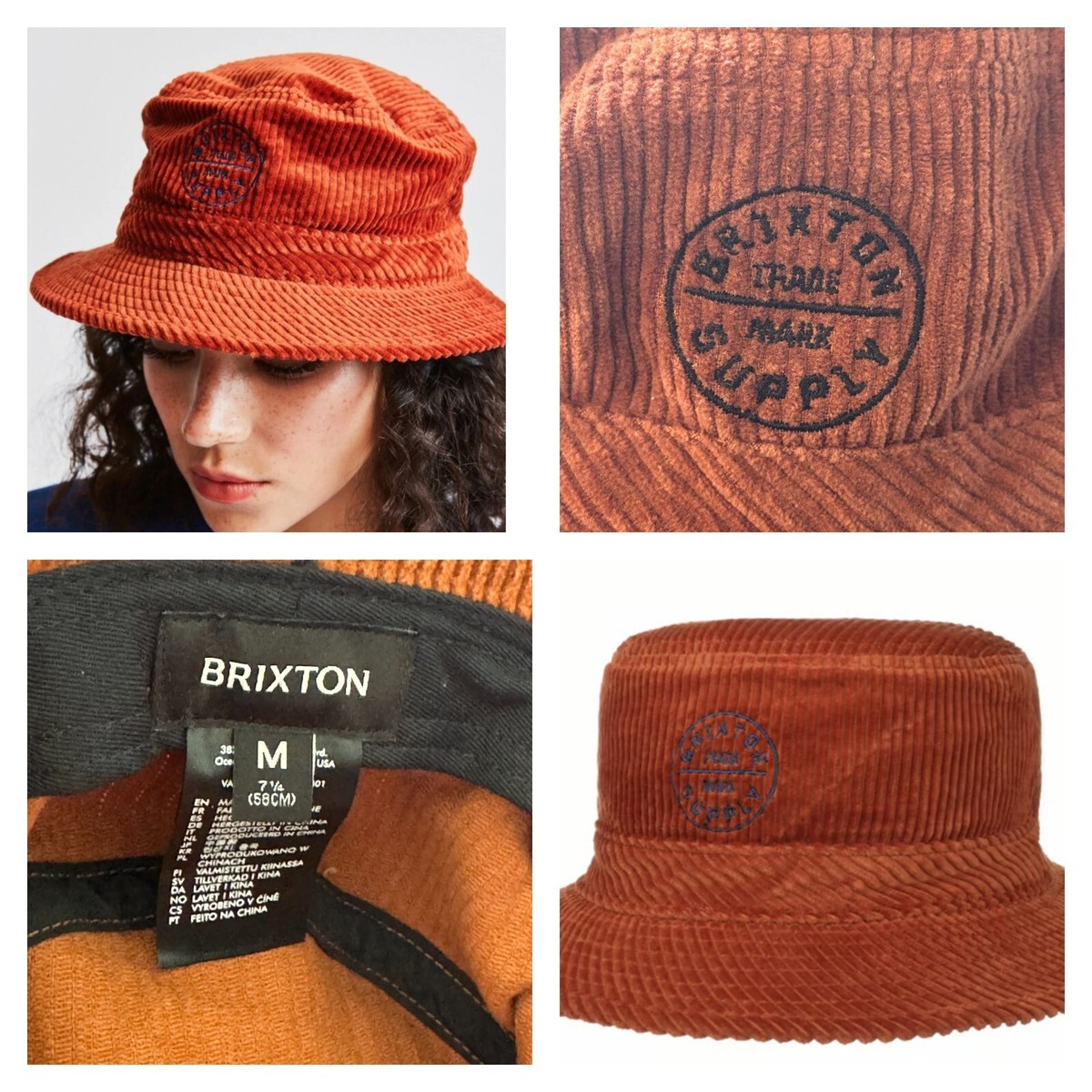 Brixton Oath Corduroy Packable Bucket Hat Red Burnt Orange Medium Round Top Packable Blanket Bucket Fleece Hat by Brixton - 56,95 € main image 2