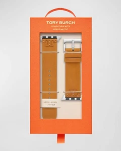 Tory Burch McGraw Leather Strap Apple Watch Band Case Size 38mm ~ 46mm TBS0100E - Picture 1 of 8
