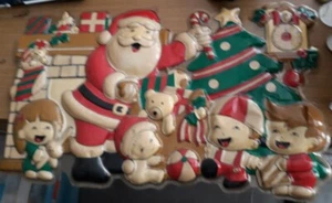LAMINA PLASTICO DECORACION RELIEVE PAPA NOEL Y NIÑOS 85X50 - Imagen 1 de 2