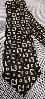 Corbata ancha Christian Dior marrón azul diamante geométrico ancho 4 1/4 años 70 DE COLECCIÓN Foto 1 de 4