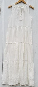Max Studio Women's Textured Linen Sleeveless Scoop Neck Tiered Maxi Dress Size S - Picture 1 of 10