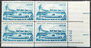 US STAMP 1959 SCOTT # 1128 PLATE BLOCK OF 4 ARCTIC EXPLORATION 4C MNH FV/XF OG - Picture 1 of 2