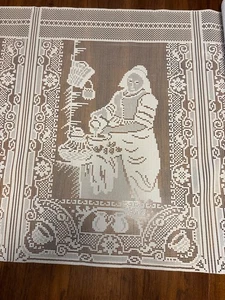 VTG Lace Panel With Woman Pouring Liquid From a Pichter 19 1/2 x 29" - Picture 1 of 3