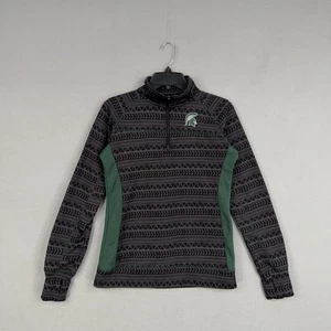 Pullover Michigan State Spartans con cremallera de cuarto para mujer mediano negro verde NCAA - Imagen 1 de 12