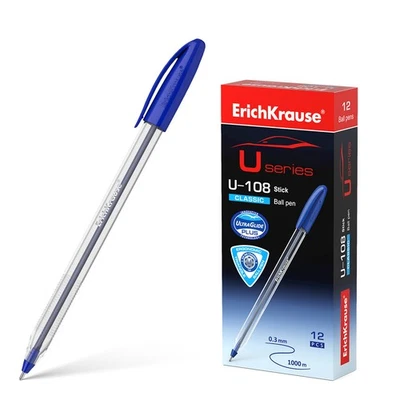 Kugelschreiber U-108 Klar Stick 1.0 Kunststoff Feinstrich Tinte blau 12er Pack - Bild 1 von 4