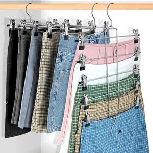 3 Piece Skirt Hanges Space Saving, Pants Hangers with Clips 5 Tier,Closet Org... - Picture 1 of 7