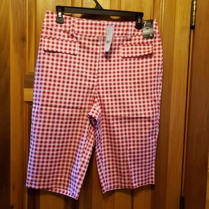 7th Avenue New York & Co. Red Check Bermudas Size 8 - NWT Originally $59.95 - Picture 1 of 9