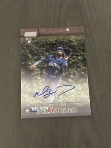 Inserto de autógrafos Topps Stadium Club 2023 firmado por Nelson Velazquez automático novato radiocontrol - Imagen 1 de 3
