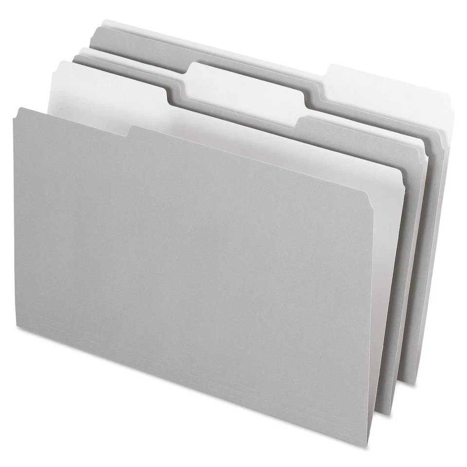 435013GRA Interior File Folders, 1/3 Cut Top Tab, Legal, Gray (Box of 100) - Image 1 of 4