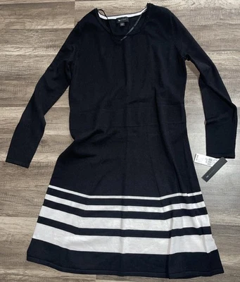 NUEVO CON ETIQUETAS AB Studio Vestido Suéter Negro Manga Larga/Talla L (E8) Foto 1 de 4