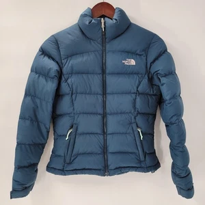 The North Face Damen 700 Puffer Jacke XS Navy Blau Gänsedaunen Reißverschlusstasche - Bild 1 von 17