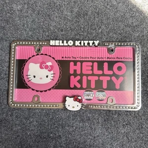 Chrome Hello kitty license plate frames with clear bling stones - Picture 1 of 4