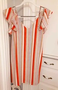Do + Be Women's Strappy Sleeve Dress White Red Navy Stripe SZ Small - Picture 1 of 4