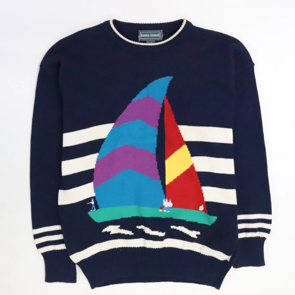 Suéter Vintage Kenneth Roberts Boat Tejido Cuello Redondo Talla XL Foto 1 de 4