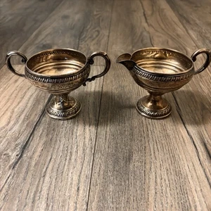 Vintage Signed CROWN Sterling Silver 925 Weighted Creamer & Sugar Bowl- DENTED - Picture 1 of 10