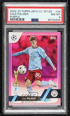 2022 Topps UEFA Club Competitions 1st Edition Purple Foil /30 Cole Palmer PSA 8 - Image 1 of 2