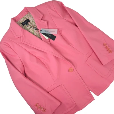 NWT $149 TALBOTS SIZE 16 The Kate Fit Classic Cotton Blend PINK BLAZER LINED NEW - Image 1 of 4