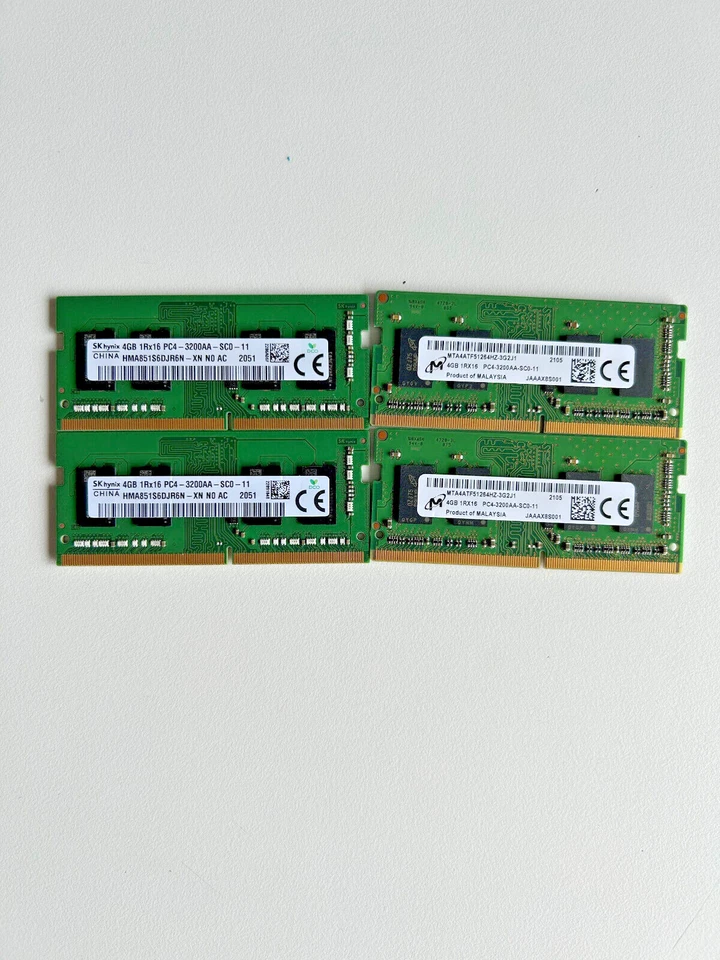 Job Lot 4 x SKHynix Micron 4GB RAM DDR4 3200MHz - Image 1 of 1