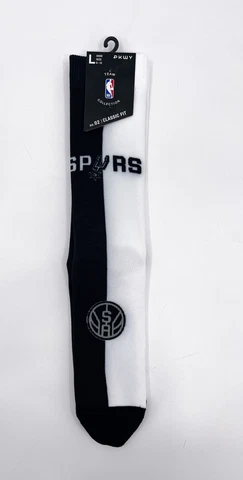 San Antonio SPURS Split Crew Socks Black White Large PKWY NBA Basketball Cover