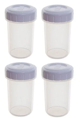 WHITEFURZE 4x400ml Plastic Airtight Beaker With Screw Lid Food Storage Container Shaker