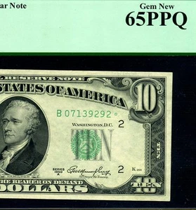 1950A $10 FRN New York Star PCGS 65PPQ gem 3rd highest graded star Fr 2011-B* - Picture 1 of 4