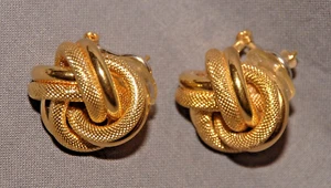 Hi Quality Italian Unoafree 14K gold FRENCH CLIP "LOVE KNOT" Earrings - Picture 1 of 5