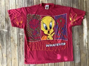 Vintage 1997 Tweety Bird "Whatever" Women T-Shirt Pink x-Large - Picture 1 of 7