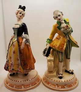 Beautiful Antique Pair of Georgian Style Porcelain Italian Figurines, Unbranded - Picture 1 of 12