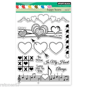 New Penny Black HAPPY HEARTS Clear Stamp Love Friends Music Be Mine Valentines - Picture 1 of 1