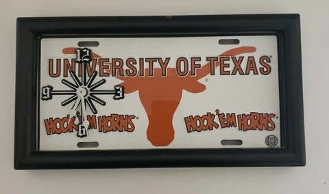 Texas Longhorns NCAA # 1 Fan Quartz License Plate Clock Cover