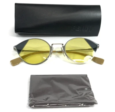Fendi Sunglasses FF0342/S B1ZHO Silver Cat Eye Frames w/ Yellow Lenses 51-23-140 - Image 1 of 4