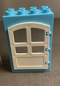 Lego Duplo Item Door Frame w/ door teal/white - Picture 1 of 4