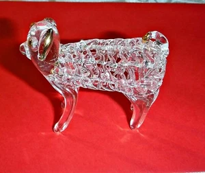 WOW VINTAGE ORNAMENT OF A SPUN CLEAR GLASS SHEEP WITH GOLD PAINT HI LIGHTS 2.1"H - Picture 1 of 4
