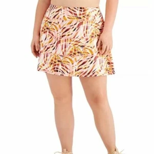 Ideology Women's Printed Stash Pocket Tiered Skort, Swrl Peachberry , 1X Plus - Picture 1 of 4