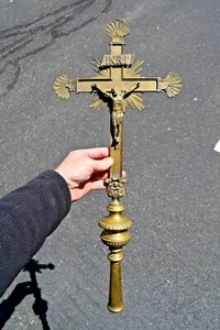 + Antikes traditionelles französisches Prozessionskreuz Top (CU658) Kelch Co - Bild 1 von 12