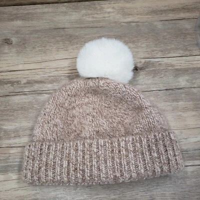 LL Bean Gorro Tejido Gorra Niños OS Lana de Cordero Pom Foto 1 de 4
