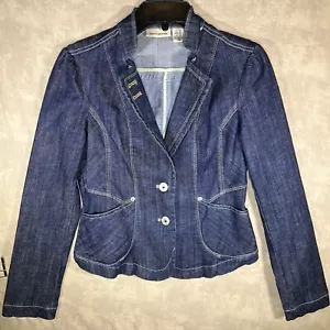 VINTAGE DKNY Jacke Damen XS Petite Blue Denim Jeans Motorrad Biker 90er Y2K - Bild 1 von 7