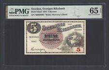 Sweden 5 Kronor 1947 P33ad Uncirculated Grade 65