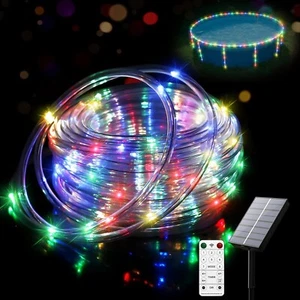 4 + 55.7ft Solar LED Pool Lights for Above Ground Pools – Waterproof 200 LEDs - Picture 1 of 7