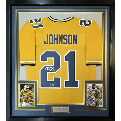 Framed Facsimile Autographed Calvin Johnson 35x39 Georgia Tech Reprint Jersey - Image 1 of 2