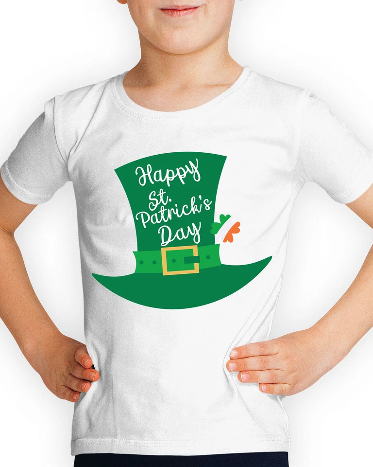 Feliz Día de San Patricio Sombrero Paddys Celebración Irlandés Niños Niñas Niños Camisetas #DNE Foto 1 de 1