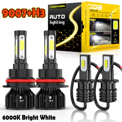 Para Nissan Sentra 2000-2003 4x farol de LED feixe Hi/Lo + kit de lâmpadas de neblina - Imagem 1 de 4