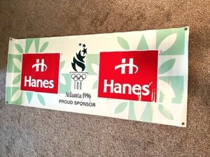 1996 Atlanta Olympic Games 2ftx5ft Vinyl Hanes Official Outfitter Sponsor Banner - Picture 1 of 5