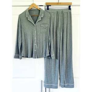 Cozy Earth Bamboo Stretch-Knit Pajama Set Long Sleeve Pants Womens Size M Gray - Picture 1 of 7