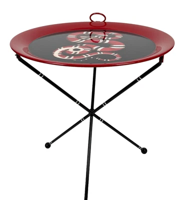 Gucci Auth King Snake Red Black Metal Folding Table Medium 18" Tall 19.48" High - Image 1 of 4