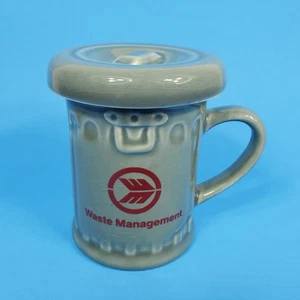 Vintage Waste Management Garbage Trash Can Coffee Mug Cup With Lid Made In USA - Picture 1 of 7